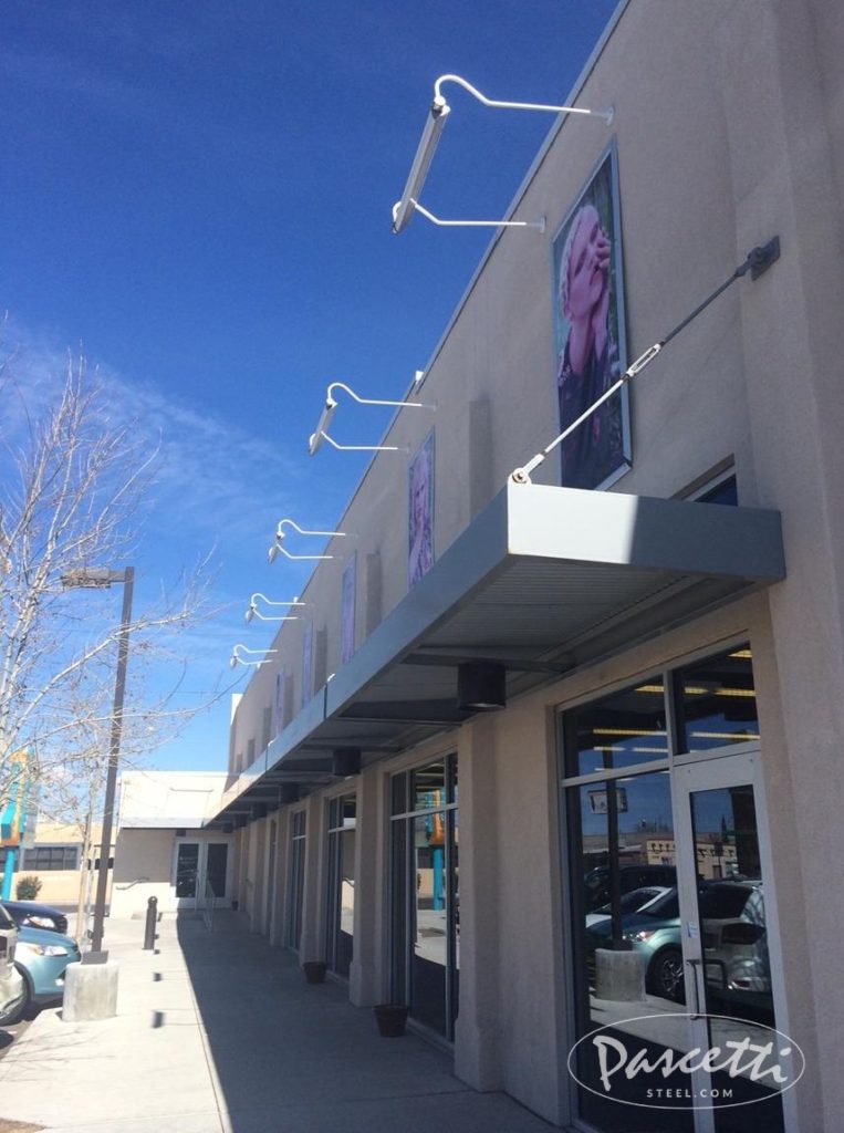 wall mounted canopies custom steel shade structures aveda salon commercial projects