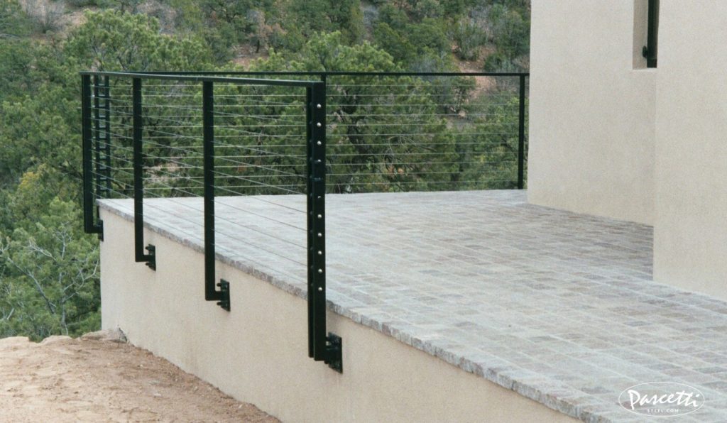 cable railing residential deck rails custom black steel fabrication