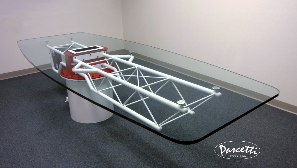 conference reception glass table steel powder coated