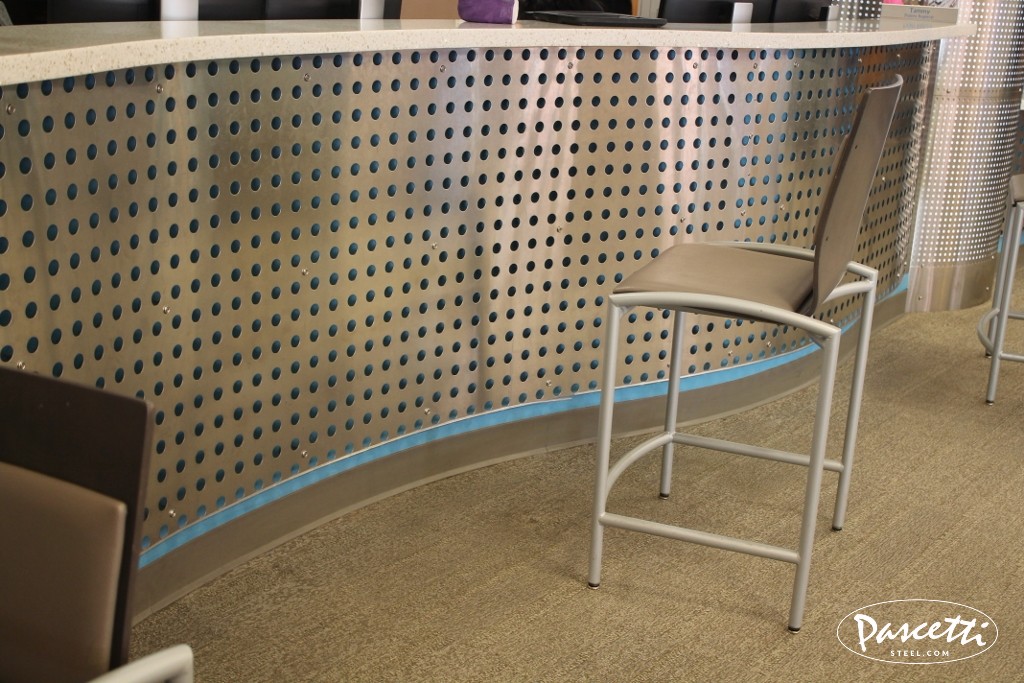 perforated panels reception counter
