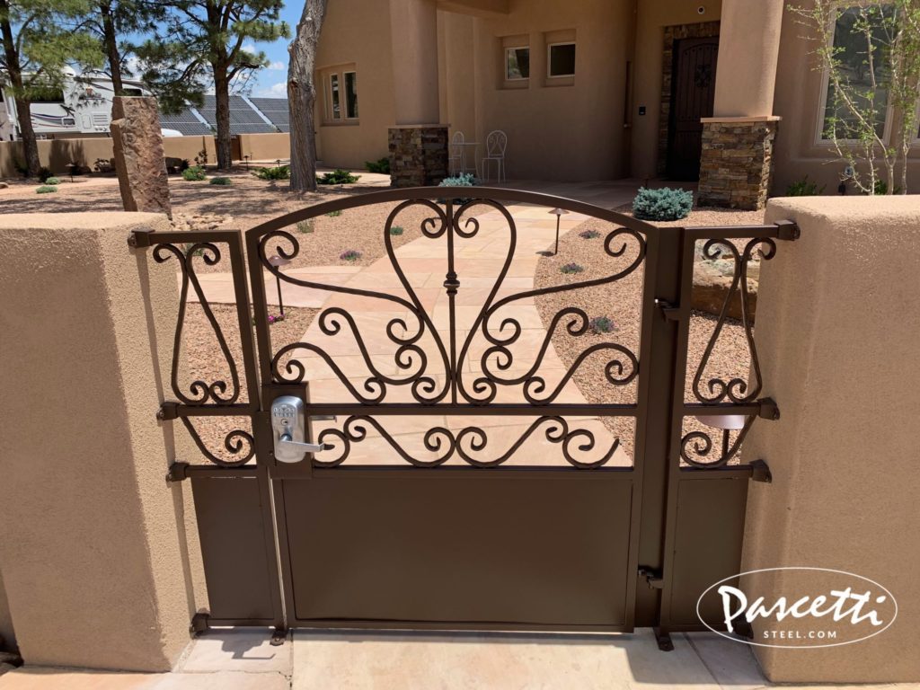 custom ornamental steel gate with scroll design