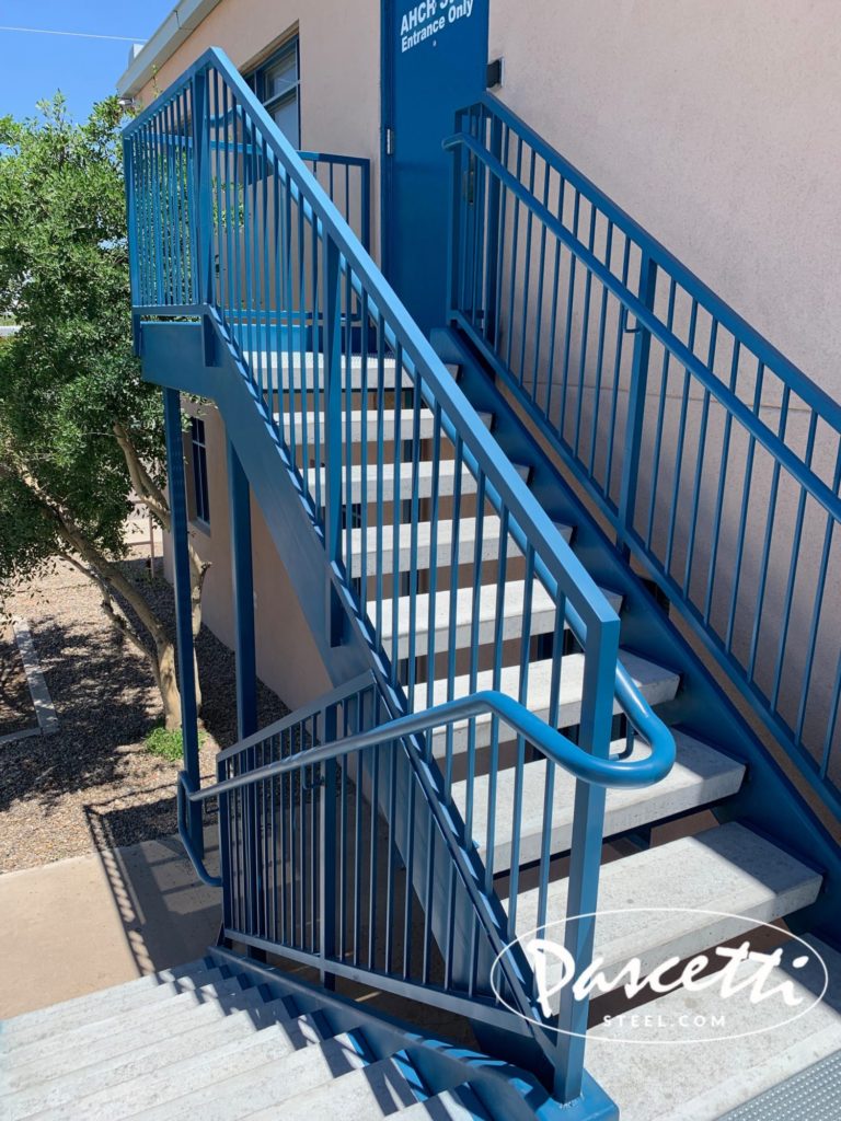 custom commercial steel stair system with concrete treads