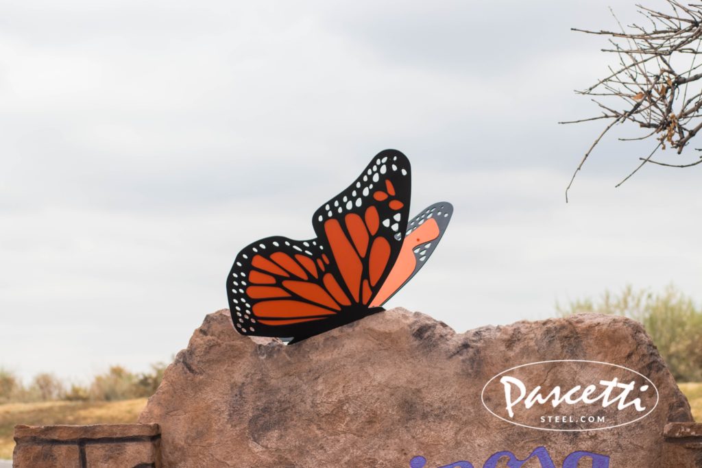 Large butterfly sculpture signage
